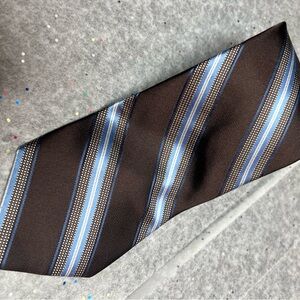MICHAEL Michael Kors Dark Brown and Light Blue Striped Tie
